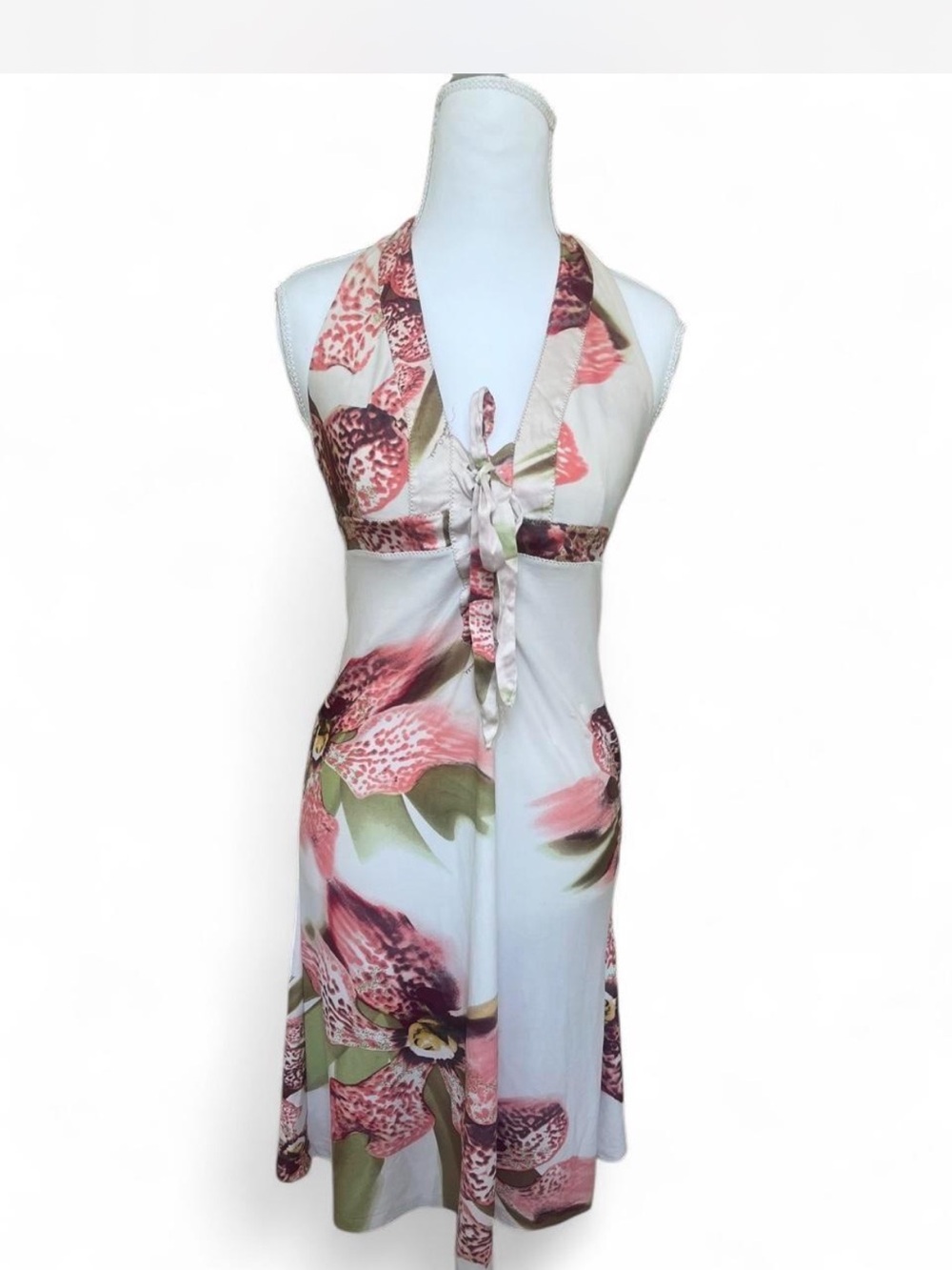 Vintage Roberto Cavalli Pink and Coral Floral Halter Dress